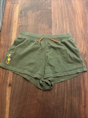 Olive Green Polo Logo Knit Shorts kids large 12-14